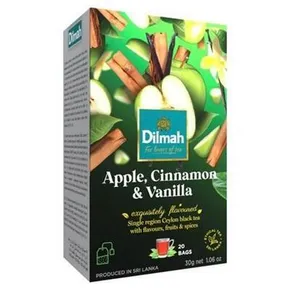 Schwarzer Tee, 20x1,5g, DILMAH, Apfel, Zimt und Vanille